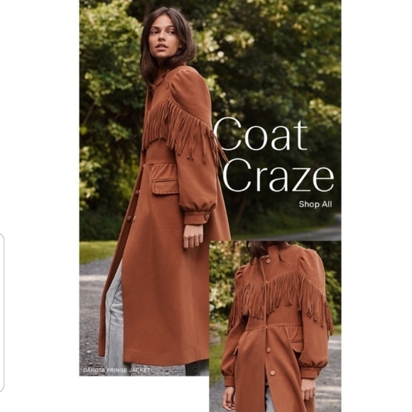 SOMETHING NAVY Dakota Long Fringe Coat